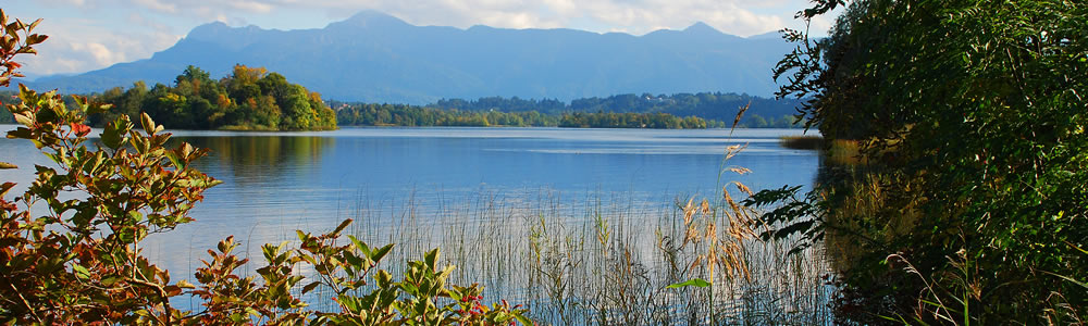 photo of lake with mountians in background